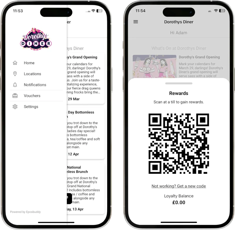 Dorothy's Diner mobile app screenshot