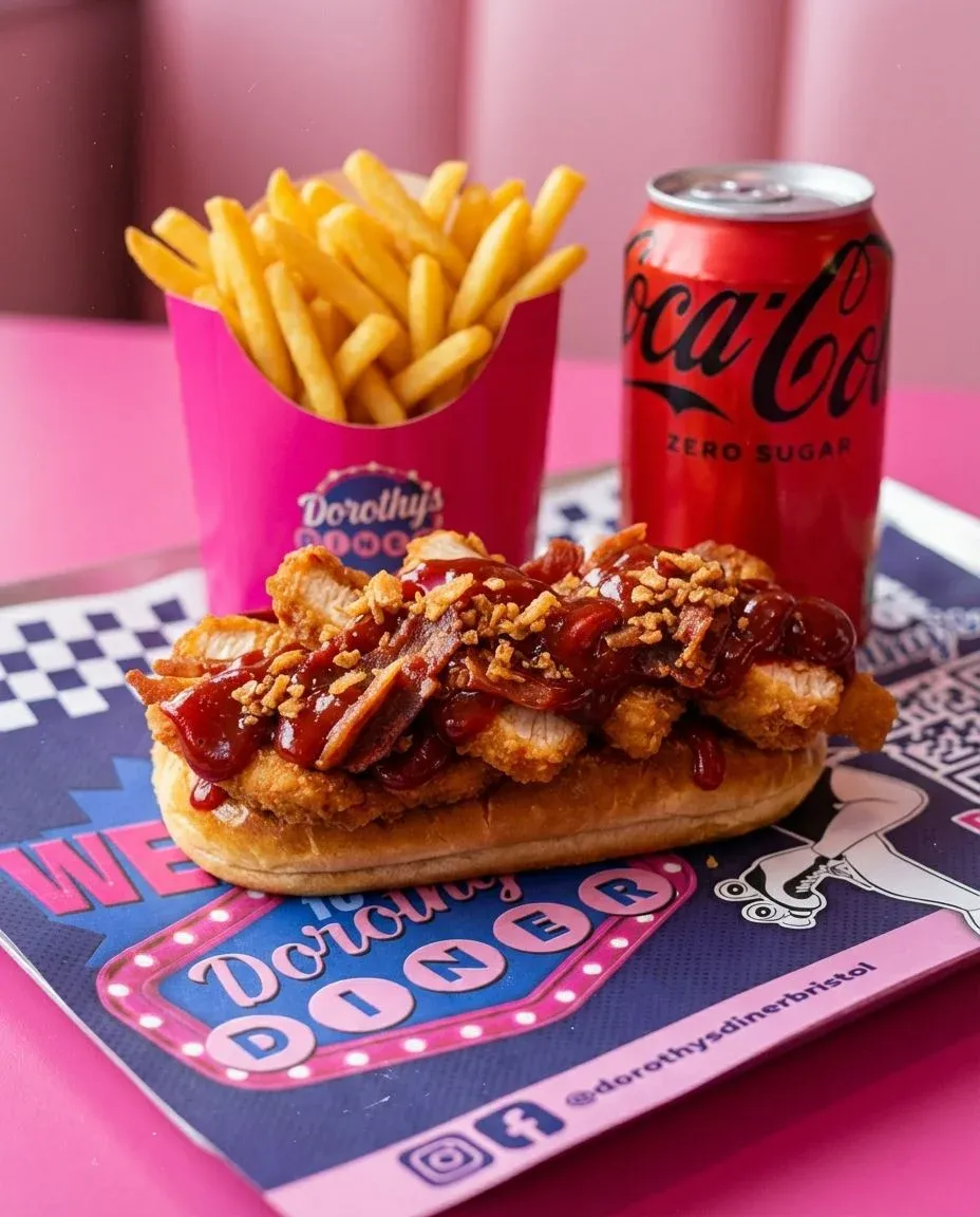 BBQ Meat Feast hotdog at Dorothy's Diner Bristol
