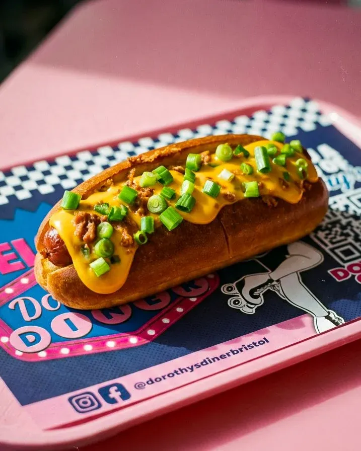 Cheese dog at Dorothy's Diner Bristol